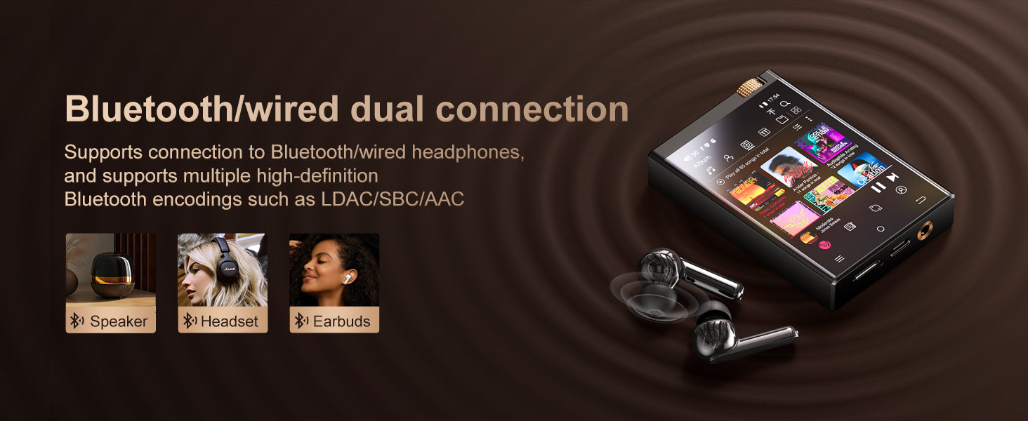Odtwarzacz hi-fi mp3 vabena — bezstratny dźwięk dsd oilsky, bluetooth, wifi, do 1tb