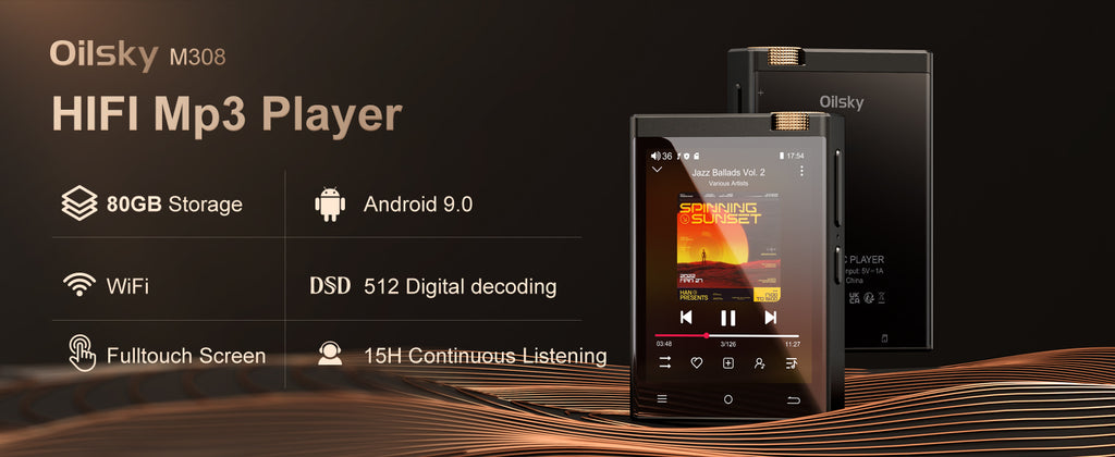 Odtwarzacz hi-fi mp3 vabena — bezstratny dźwięk dsd oilsky, bluetooth, wifi, do 1tb