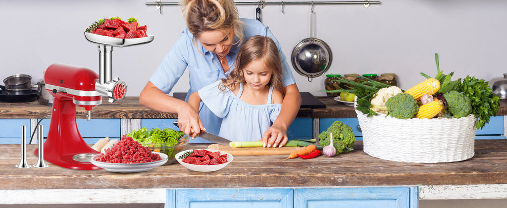 Vabena metalowe przystawki do mielenia mięsa i napełniania kiełbas do mikserów kitchenaid i cuisinart