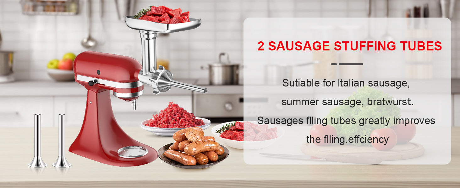 Vabena metalowe przystawki do mielenia mięsa i napełniania kiełbas do mikserów kitchenaid i cuisinart