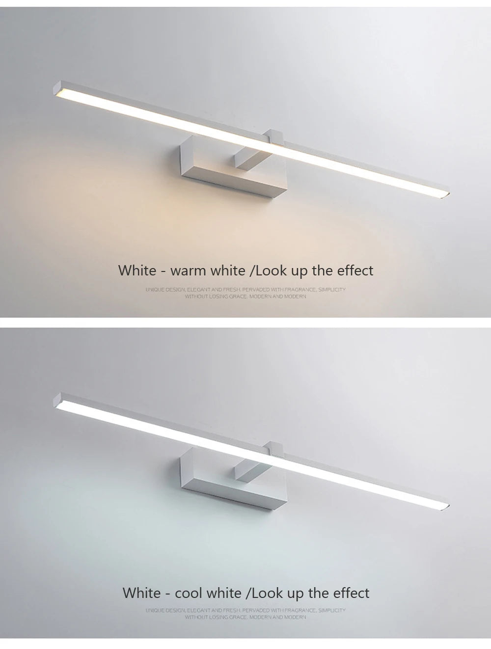 Vabena nowoczesna lampa ścienna led do łazienki, trzy kolory, aluminiowa