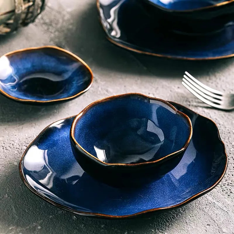 KINGLANG Nordic Irregular Ceramic Plate & Bowl Set - Modern Dining Collection