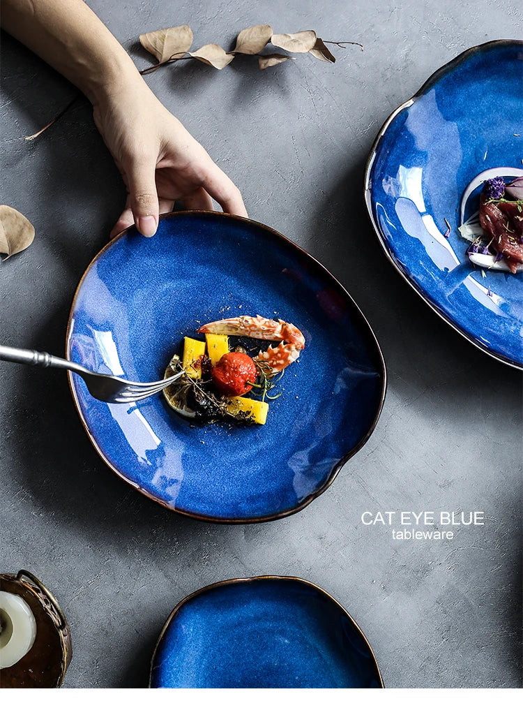 KINGLANG Nordic Irregular Ceramic Plate & Bowl Set - Modern Dining Collection