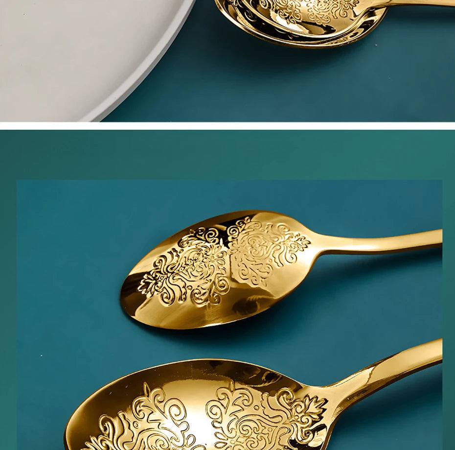 Luxury Vintage Gold Silverware Set | 16/24 Piece Dining Collection