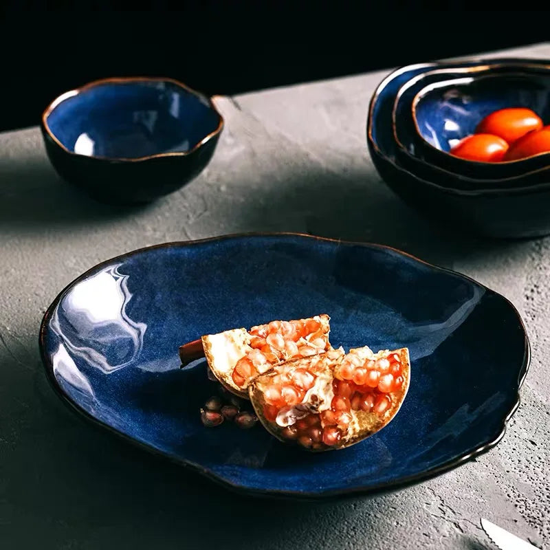 KINGLANG Nordic Irregular Ceramic Plate & Bowl Set - Modern Dining Collection