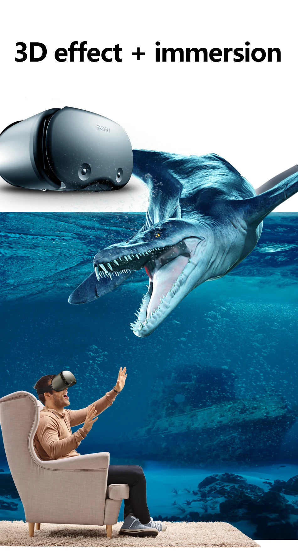 AyeBeau 3D VR Glasses - Immersive Virtual Reality Headset