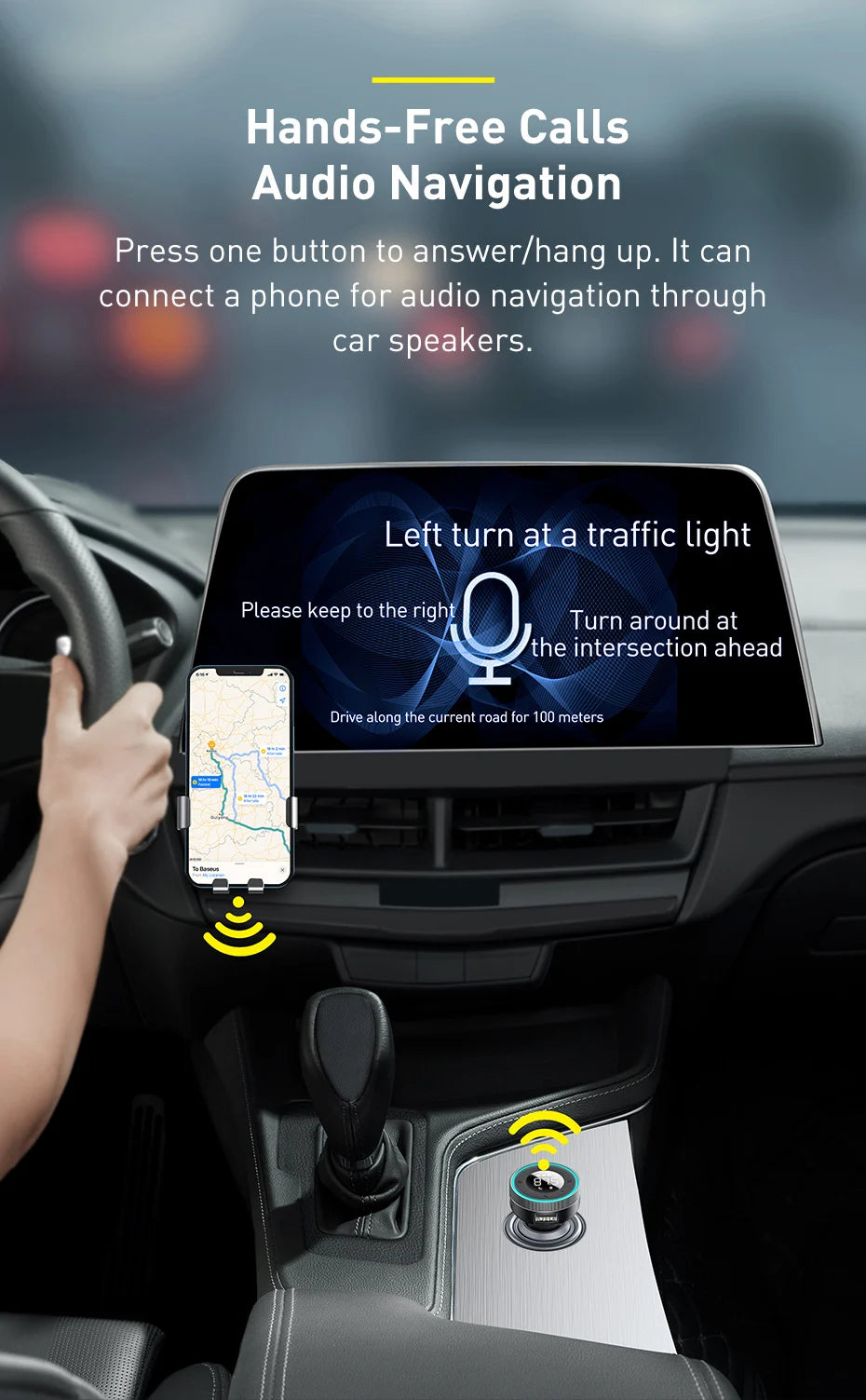 Baseus transmiter fm bluetooth 5.0 i ładowarka samochodowa | bezprzewodowe audio zestaw głośnomówiący