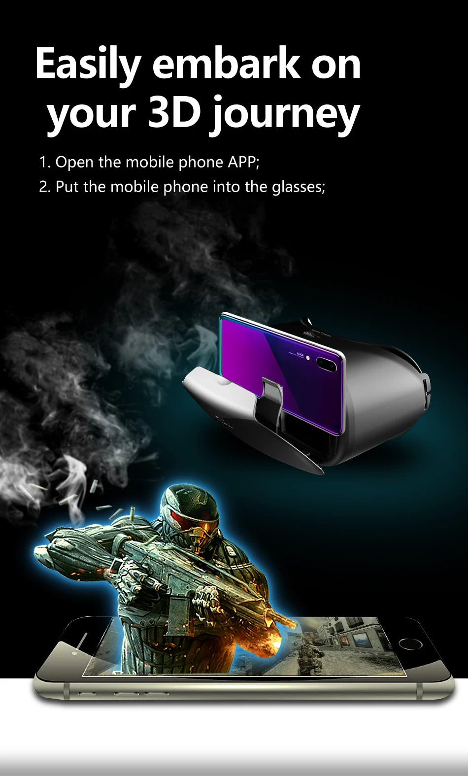 AyeBeau 3D VR Glasses - Immersive Virtual Reality Headset