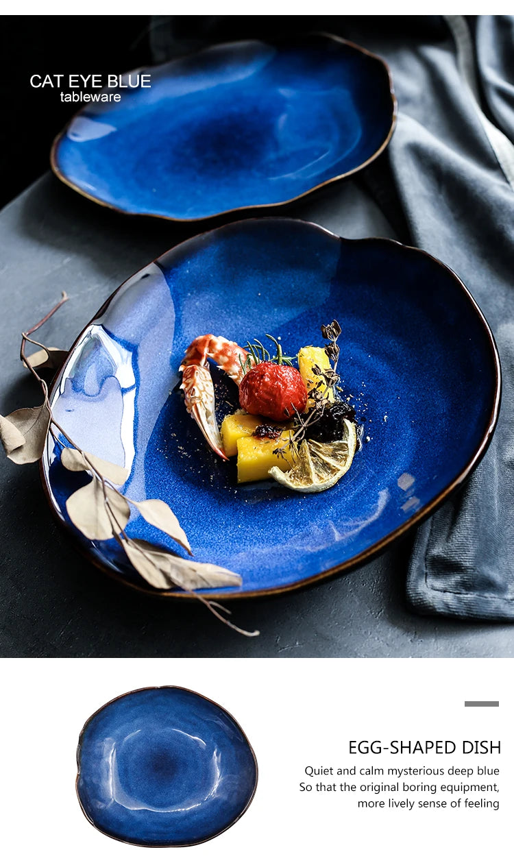 KINGLANG Nordic Irregular Ceramic Plate & Bowl Set - Modern Dining Collection