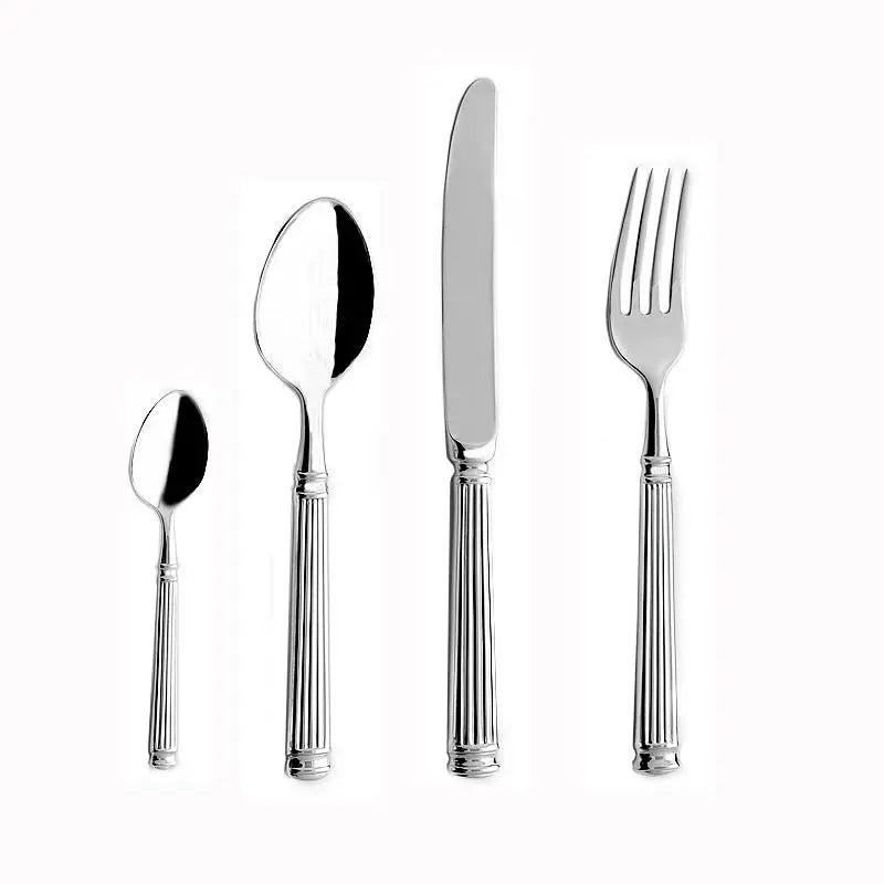 Europe Silver Luxury 18/10 Stainless Steel Roman Column Cutlery Set