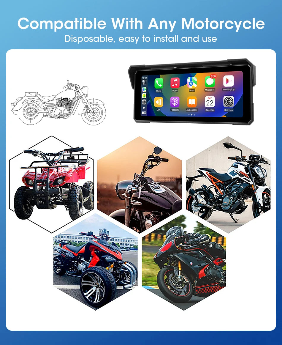 Monitor motocyklowy jansite 8.1" 4k z rejestratorem dvr, carplay i gps