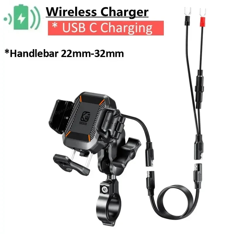 Uchwyt motocyklowy na telefon apex rush – ładowarka bezprzewodowa 15w i usb-c 36w