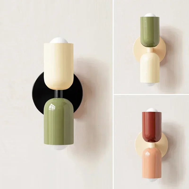 Kolorowa lampa ścienna macaron w stylu nordyckim do sypialni i pokoju dziecięcego