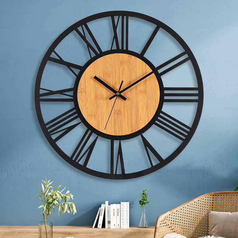 Large Nordic Retro 3D Wall Clock | Roman Numerals Decor