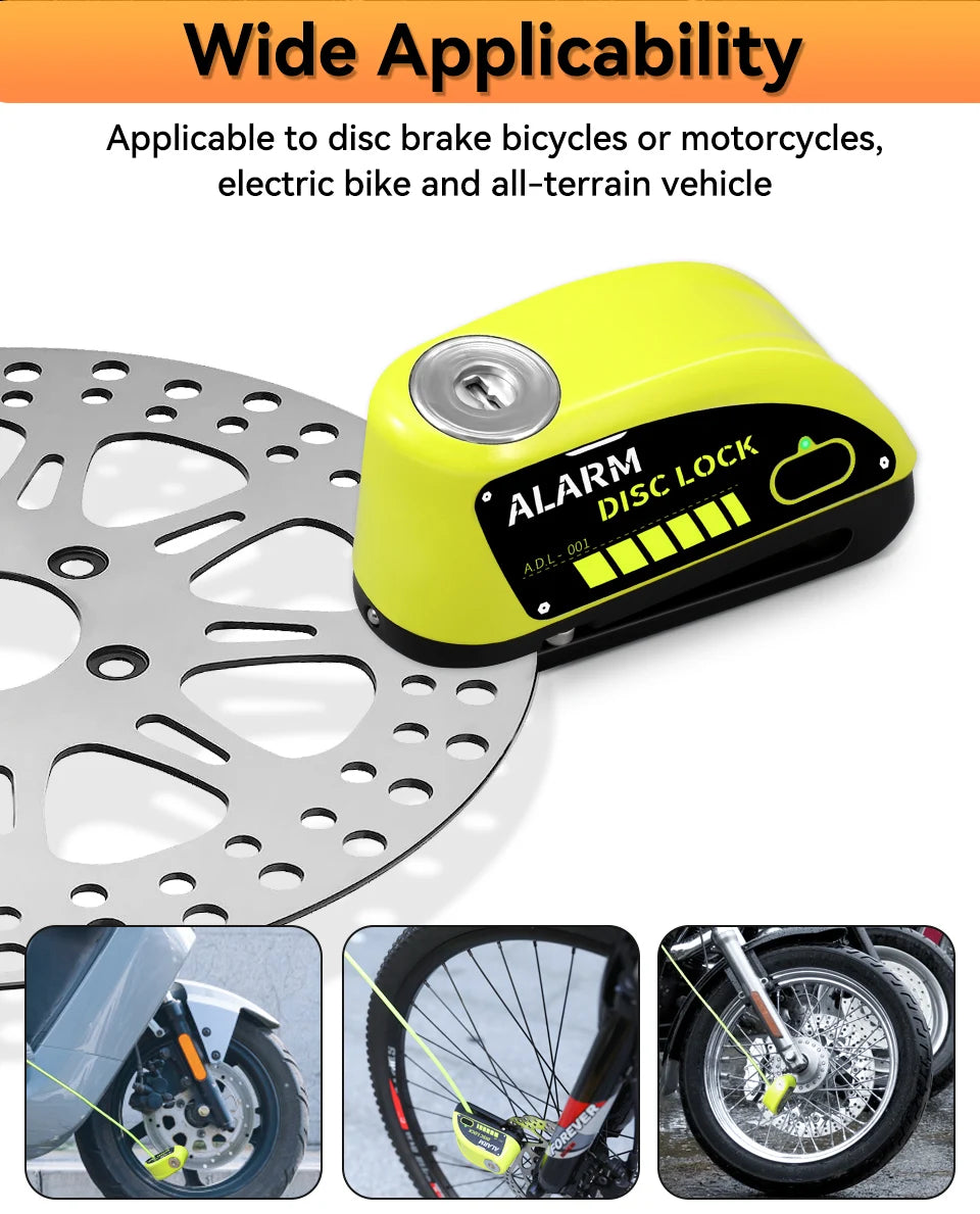 Zabezpieczenie motocykla extractme 110db z alarmem - wodoodporna blokada tarczy hamulcowej