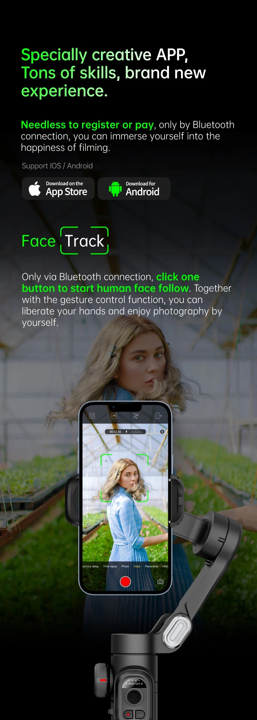 Gimbal aochuan smartxe 3-osiowy | śledzenie ai | płynne vlogi