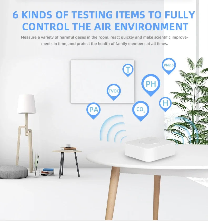Inteligentny monitor jakości powietrza tuya zigbee 6-w-1 | detektor środowiska domowego