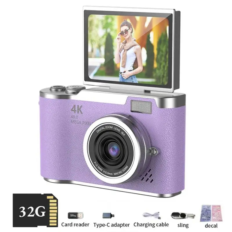 Aparat cyfrowy 4k 48mp | obrotowy ekran i stabilizacja obrazu