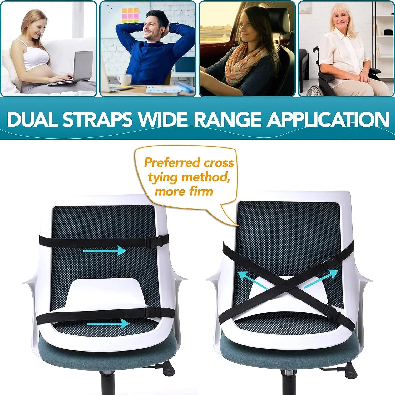 Ergonomiczna poduszka lędźwiowa z pianki memory – ulga w bólu pleców do samochodu, biura i domu