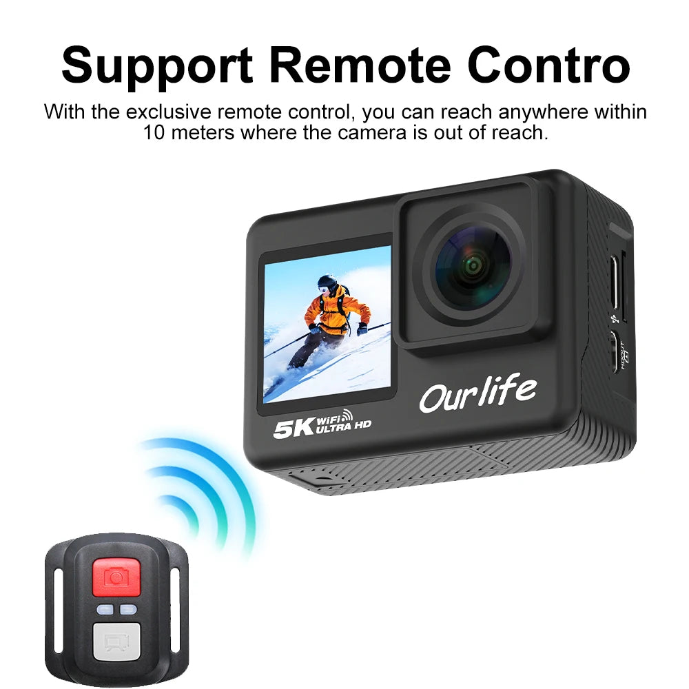 Ourlife kamera akcji 4k - wodoodporna, wi-fi, dotykowy ekran lcd | uchwyć przygody