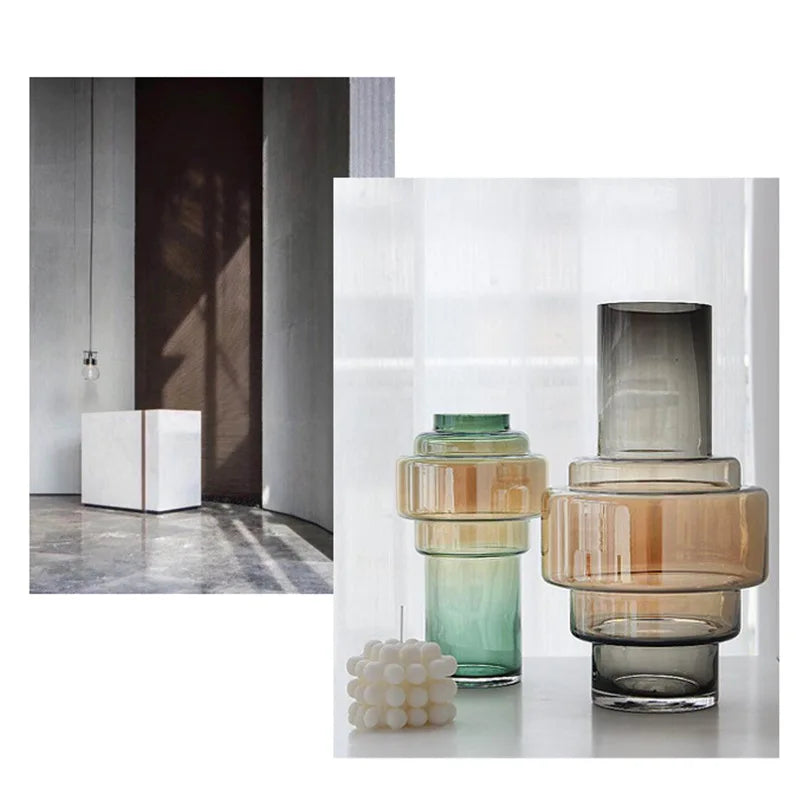 Gradient Geometric Glass Vases - Minimalist Home Decor