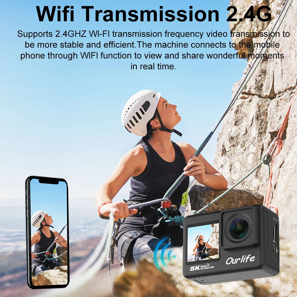 Ourlife kamera akcji 4k - wodoodporna, wi-fi, dotykowy ekran lcd | uchwyć przygody
