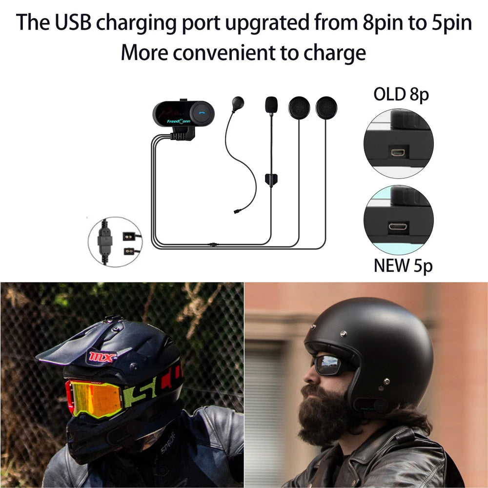 Freedconn t-com vb motocyklowy interkom bluetooth | zestaw słuchawkowy dla 6 motocyklistów i radio fm