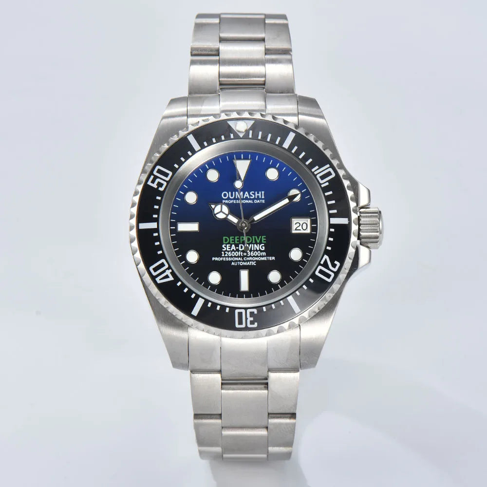 Męski 44mm zegarek automatyczny mechaniczny deep sea
