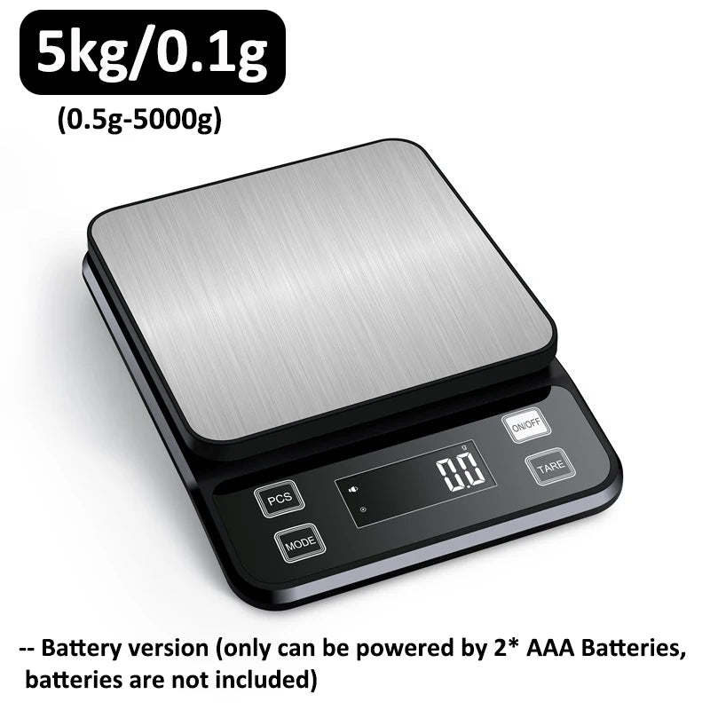 Digital Waterproof Stainless Steel Kitchen Scale - 3/5/10kg, 0.1g Precision