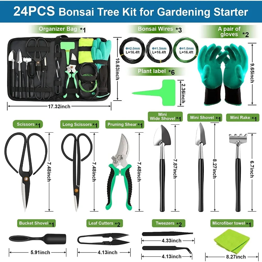 Zestaw narzędzi do bonsai vabena – 24 elementy dla początkujących