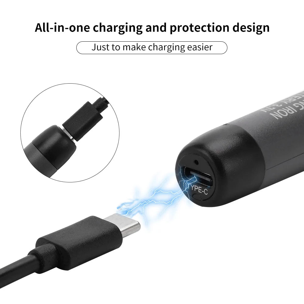 Portable USB-C Soldering Iron Set - 600mAh Battery, Adjustable Temp for DIY & Repairs