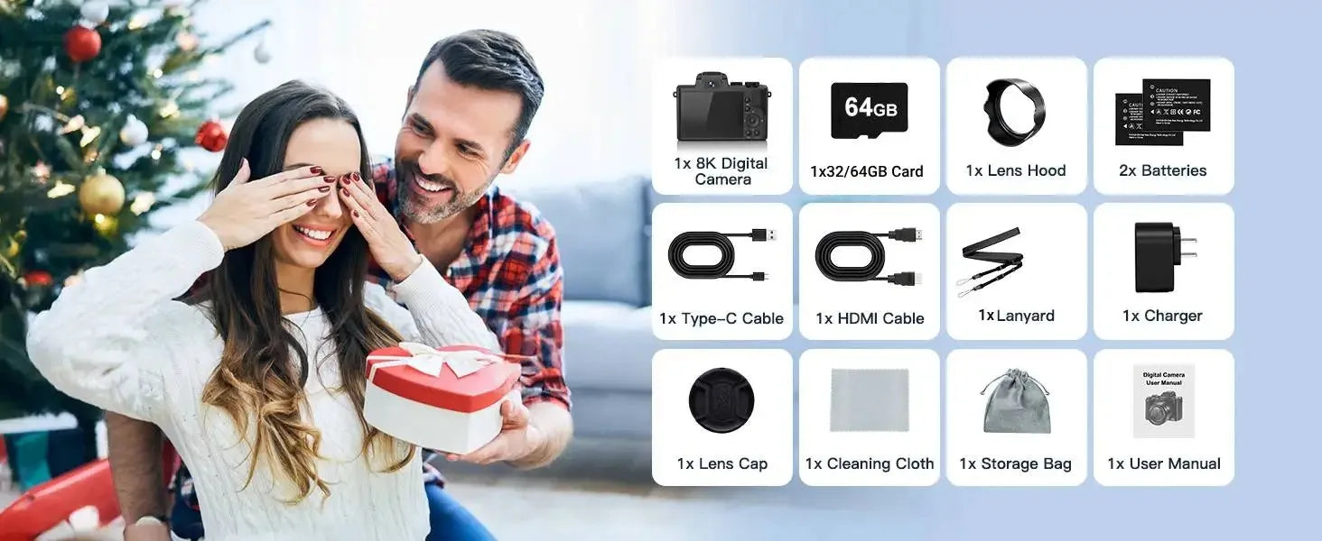 Vabena 8k 88mp aparat vlogowy z podwójnym obiektywem i wi-fi
