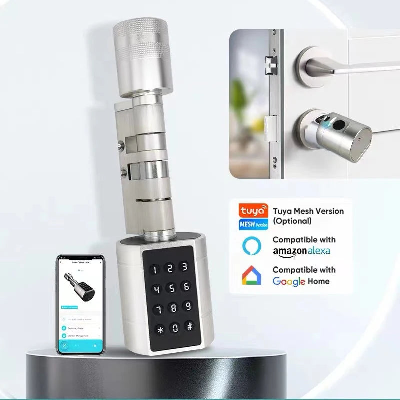 Tuya Smart Biometric Door Lock Cylinder - Keypad & App Access
