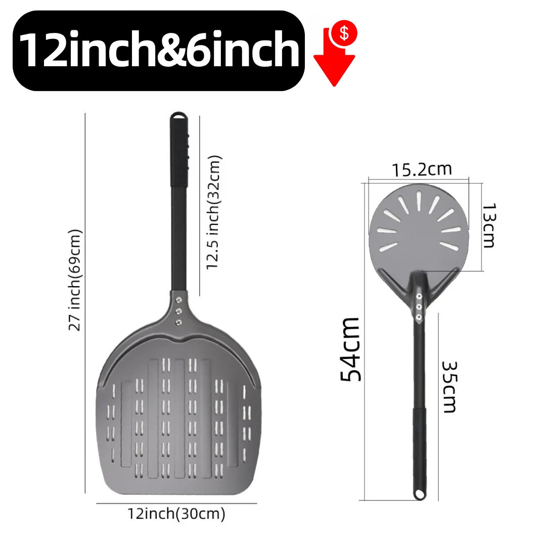6-14 Inch Hard Anodized Aluminum Pizza Peel – Durable Oven Spatula & Bread Paddle
