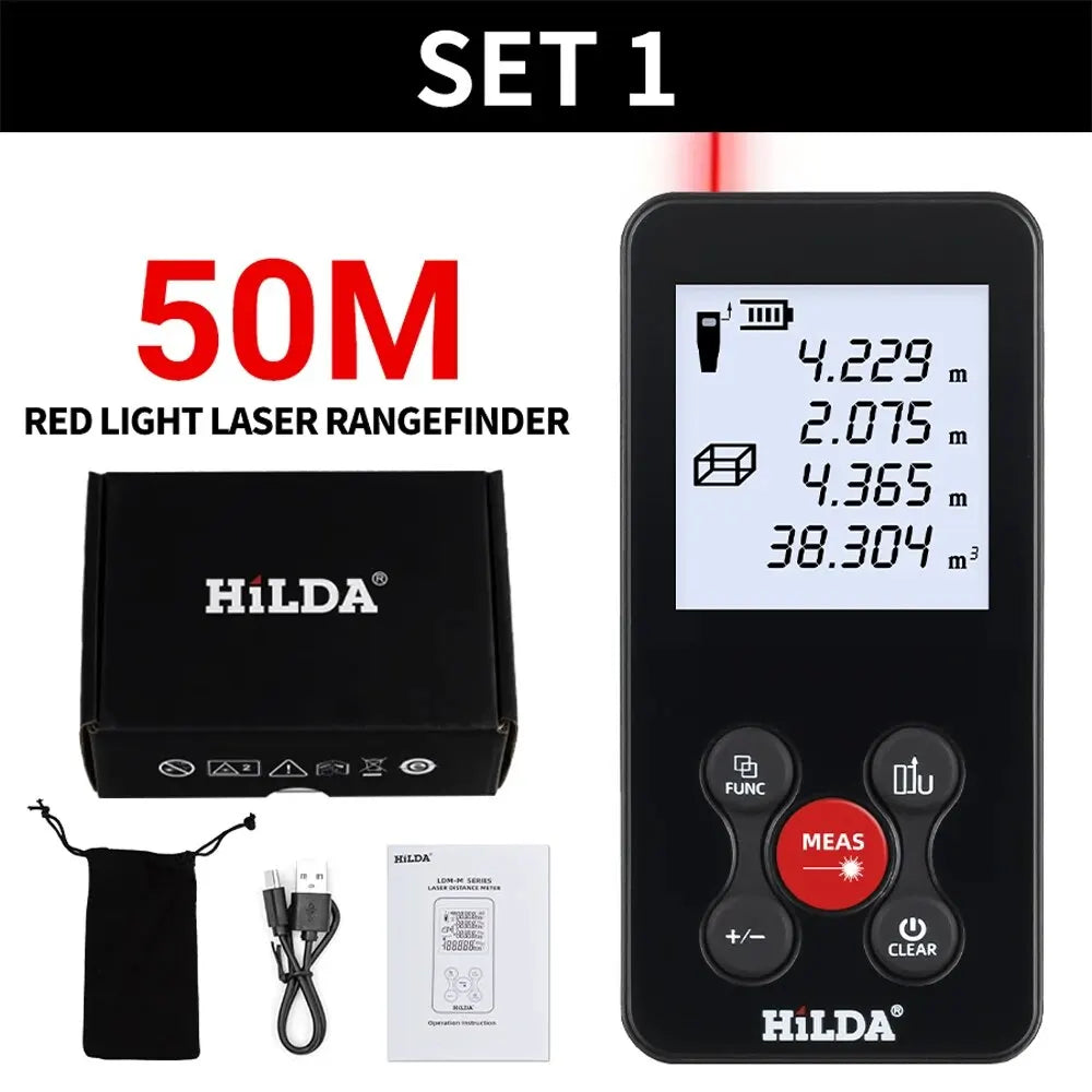 HILDA Laser Rangefinder | Digital Red/Green Light Distance Meter 50M-120M