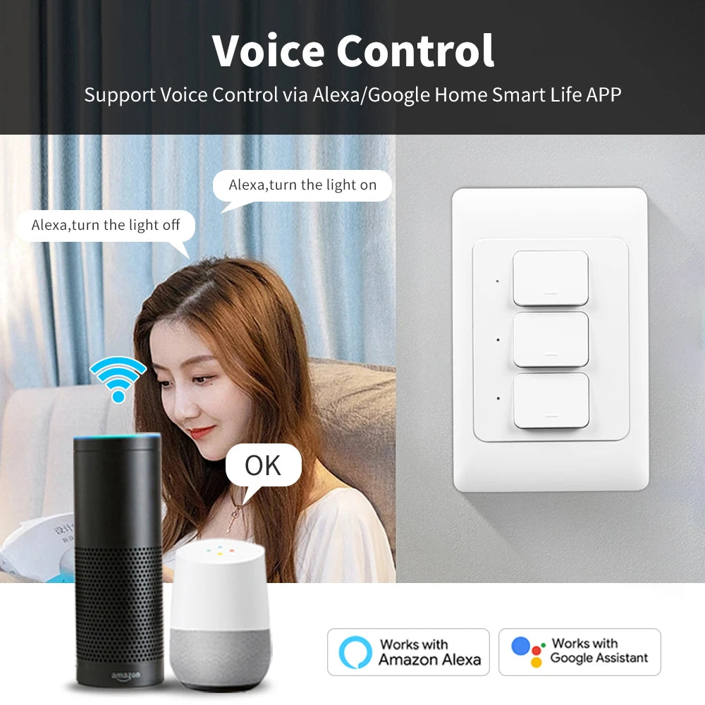 Manhot tuya inteligentny przełącznik światła | przyciskowe sterowanie oświetleniem smart home