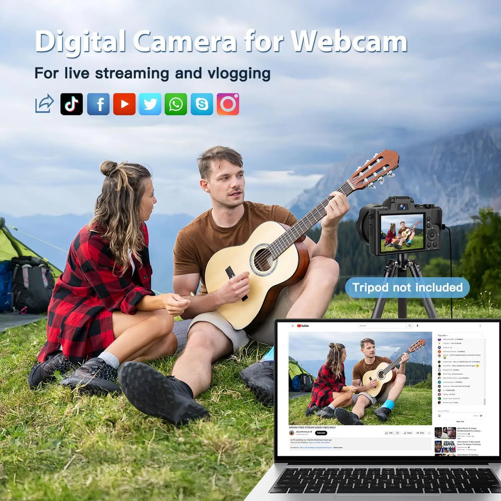 Vabena 8k 88mp aparat vlogowy z podwójnym obiektywem i wi-fi