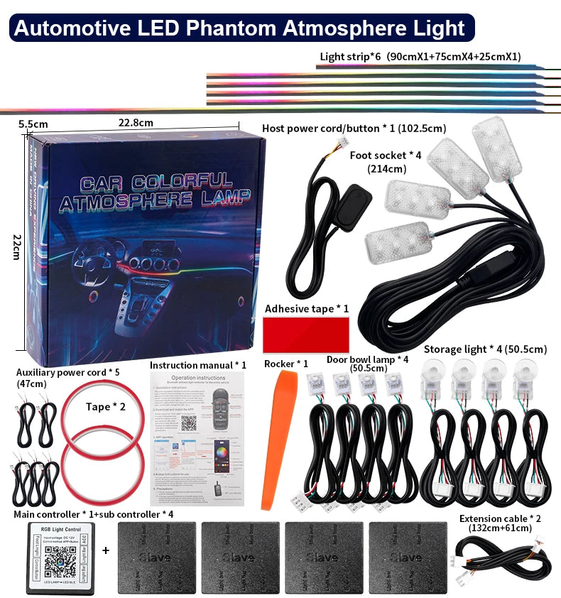 Zestaw ambientowego oświetlenia samochodowego led rgb 14/18 w 1