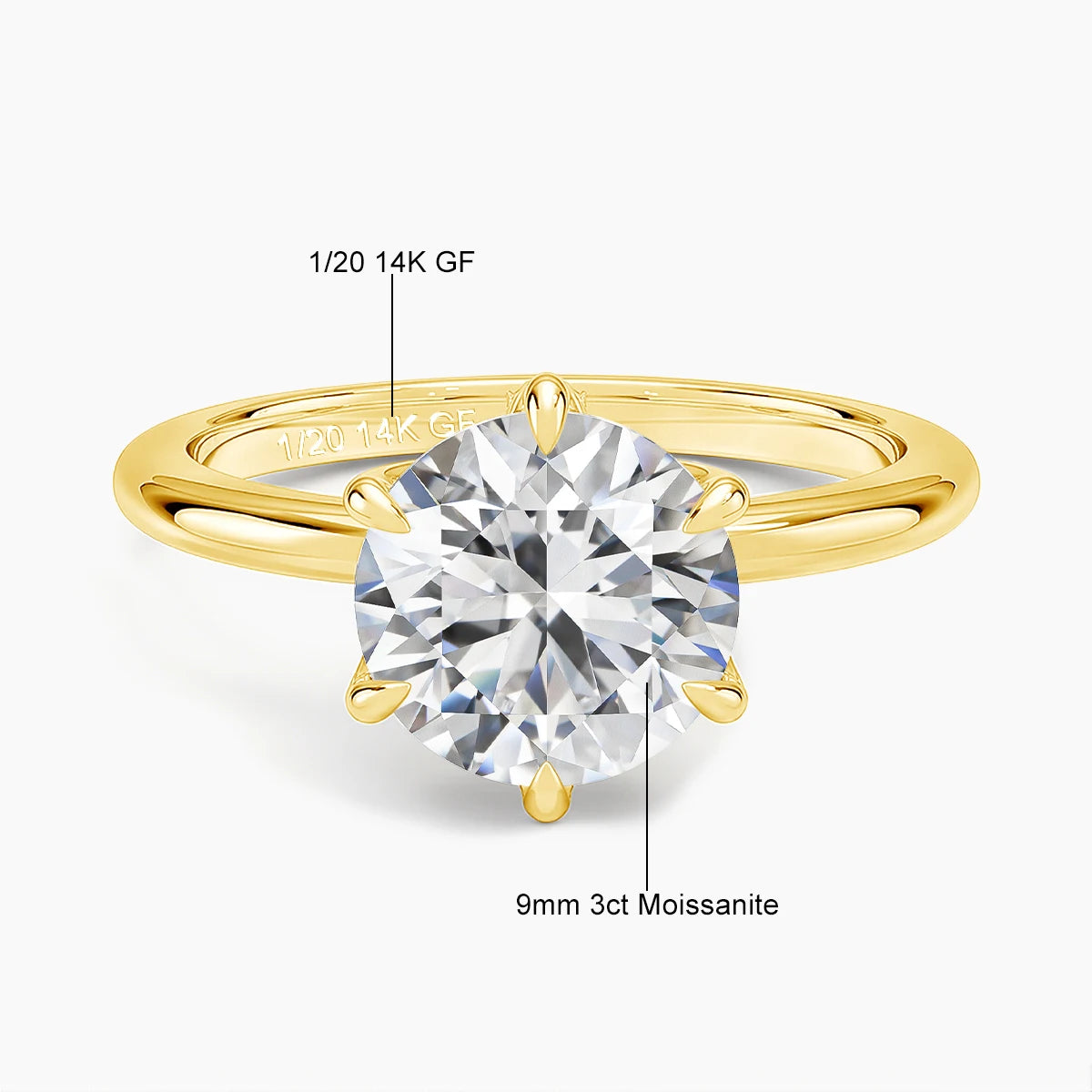 Elegant 14K Gold Filled Moissanite Engagement Ring for Women
