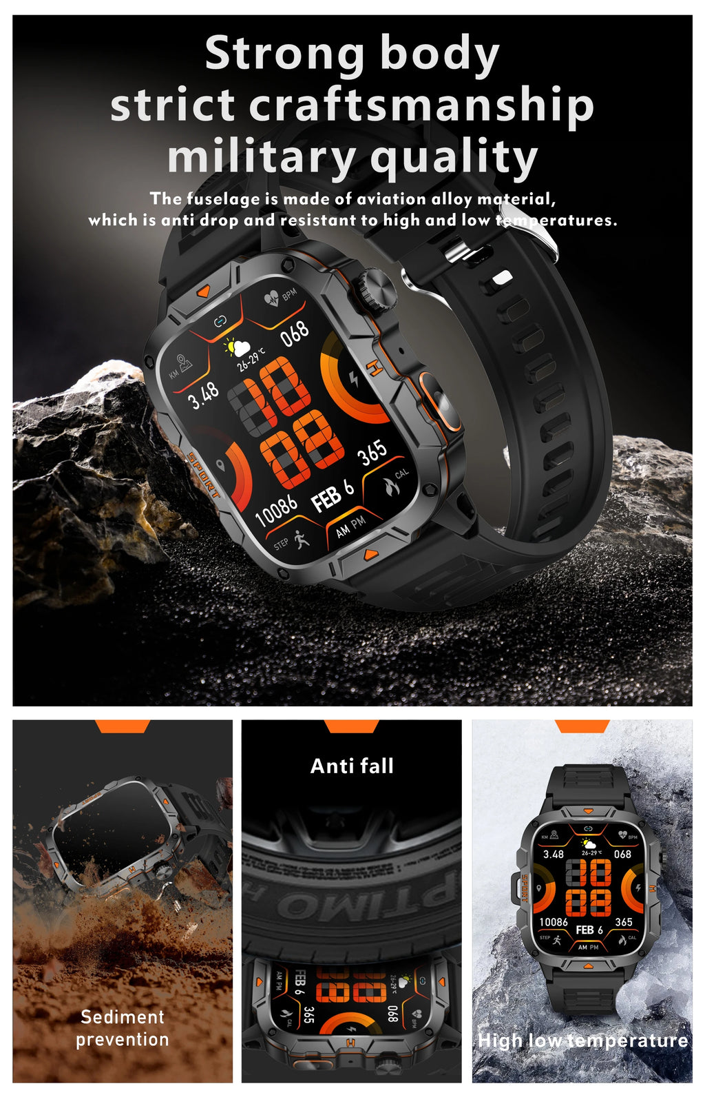 Wojskowy smartwatch dla mężczyzn | wyświetlacz amoled | taktyczny zegarek 5atm