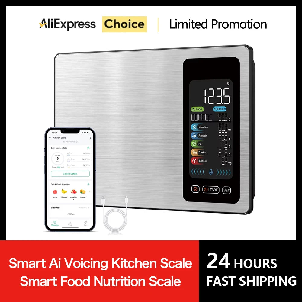 Smart Kitchen Nutrition Scale - 5kg Digital Food Scale with Calorie Calculator APP