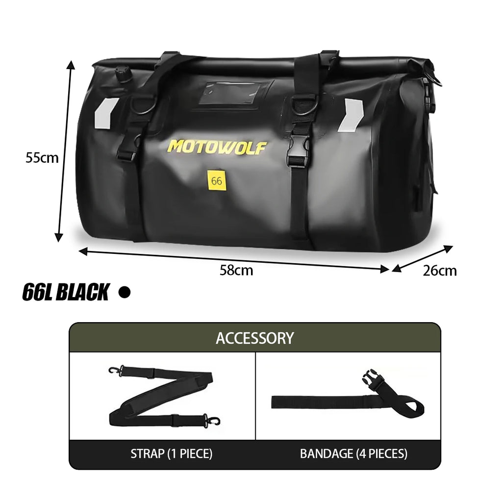 Wodoodporna torba motocyklowa na bagaż | suchy plecak rolowany | 20l, 40l, 66l