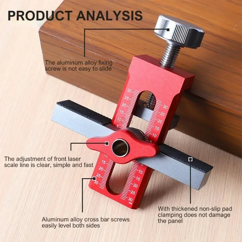 Cabinet Door Leveling & Installation Jig - 2-in-1 Positioning & Drilling Tool
