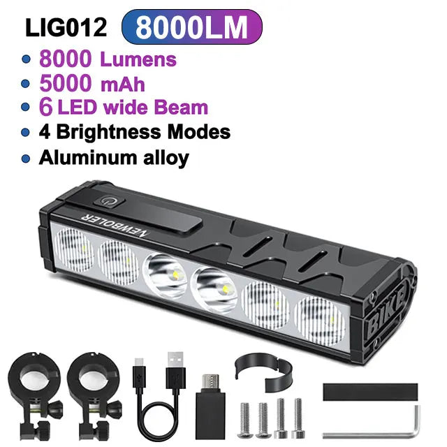 Lampa rowerowa newboler 10000 lumenów - ładowana usb do mtb i szosy