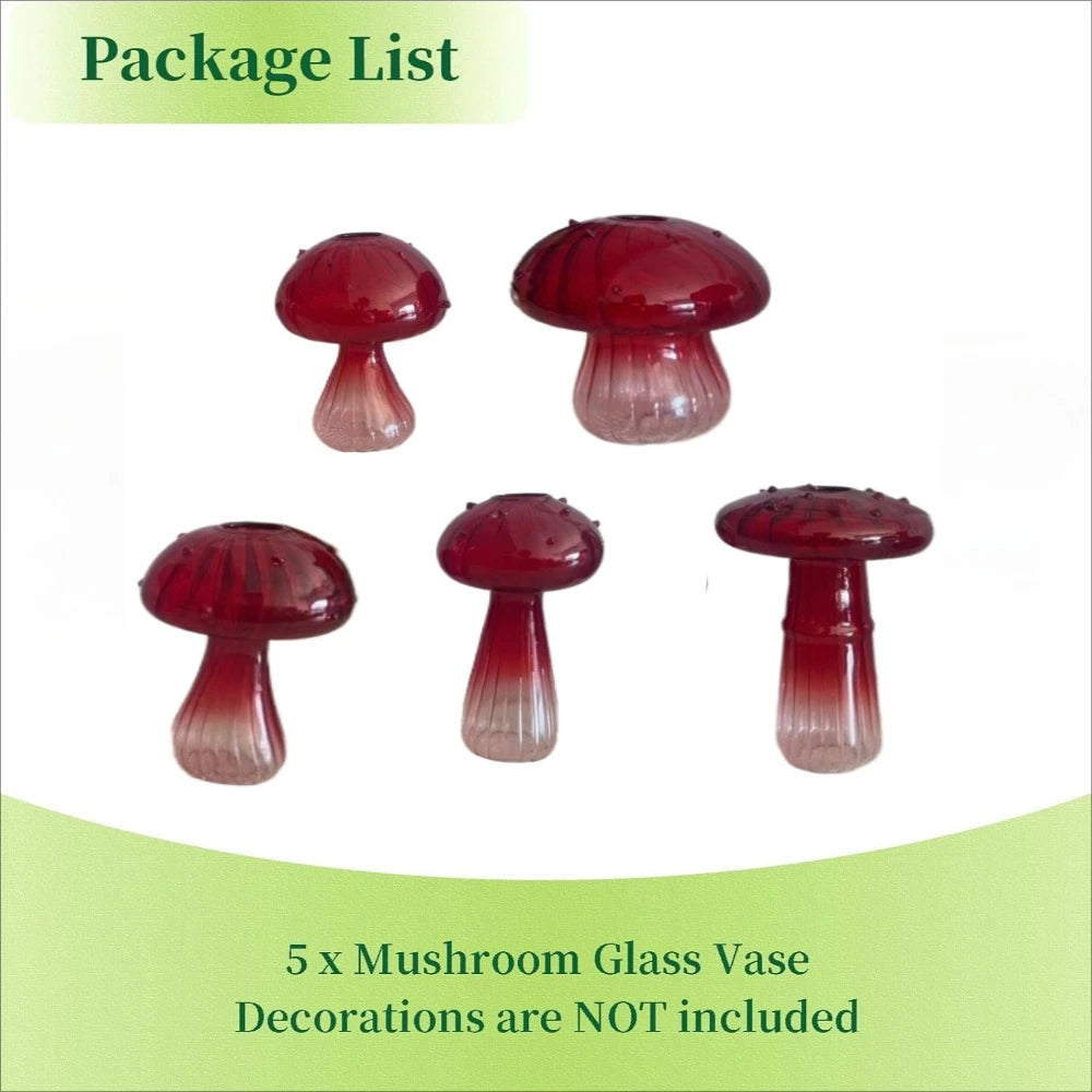 Mushroom Glass Vase Set | Hydroponic Home Decor | Unique Plant Vases