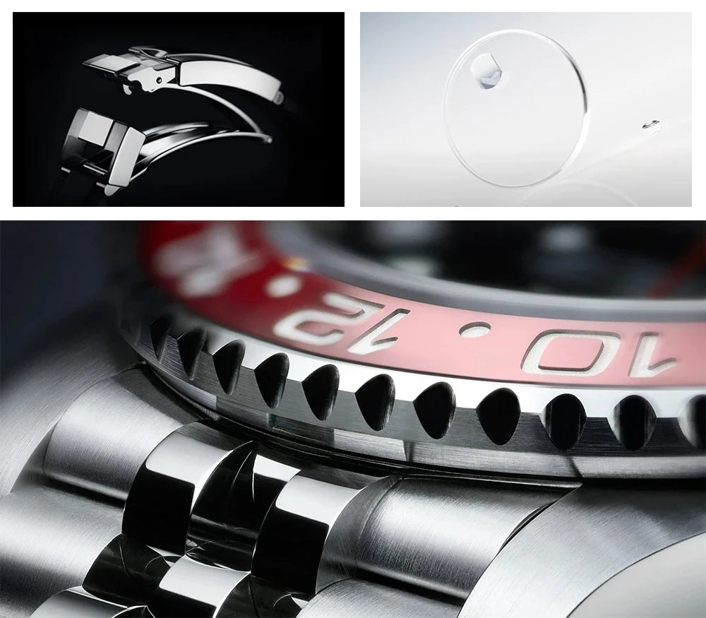 Zegarek mechaniczny męski pagani design pd-1662 luksusowy gmt - szafir, stal, wodoodporny 100m