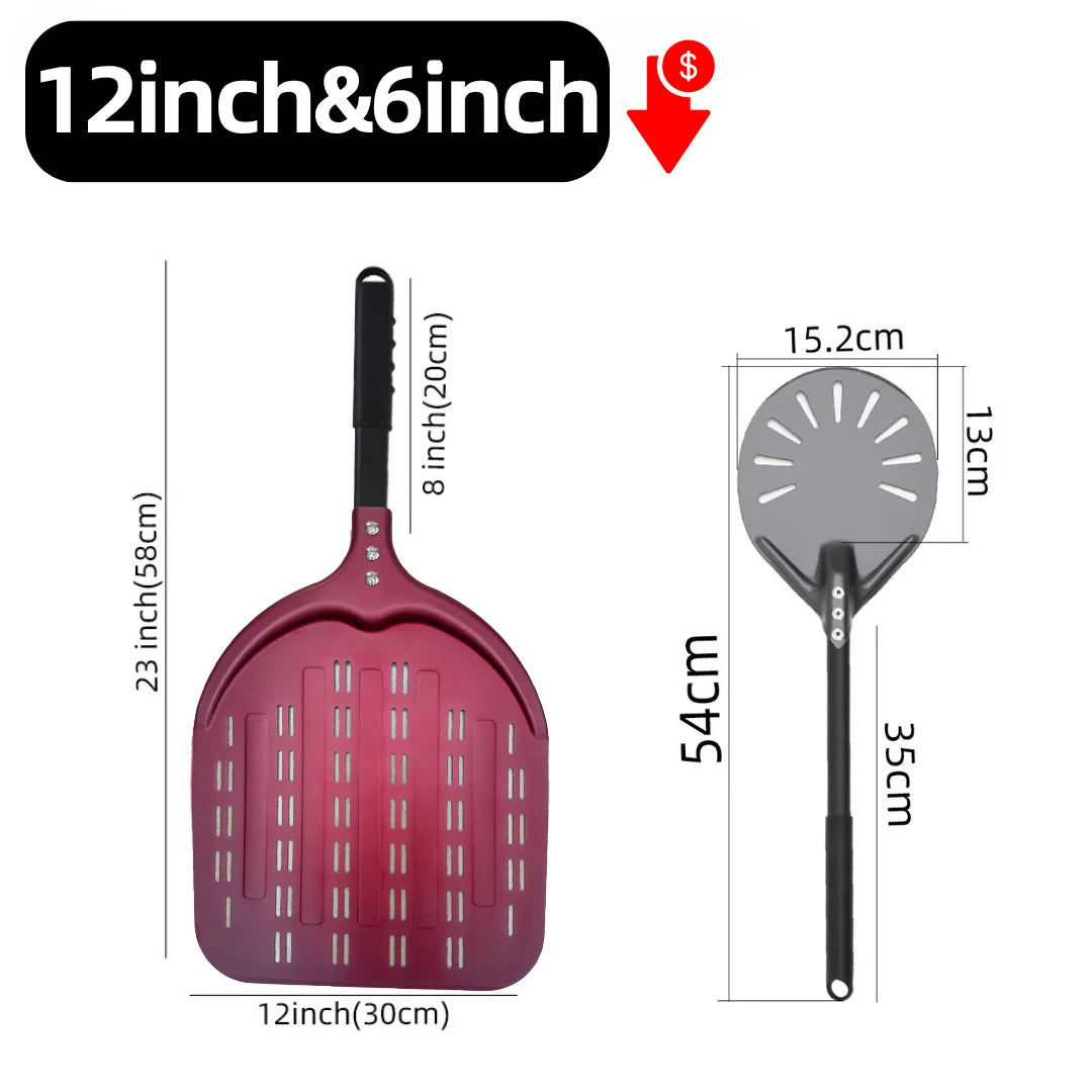 6-14 Inch Hard Anodized Aluminum Pizza Peel – Durable Oven Spatula & Bread Paddle