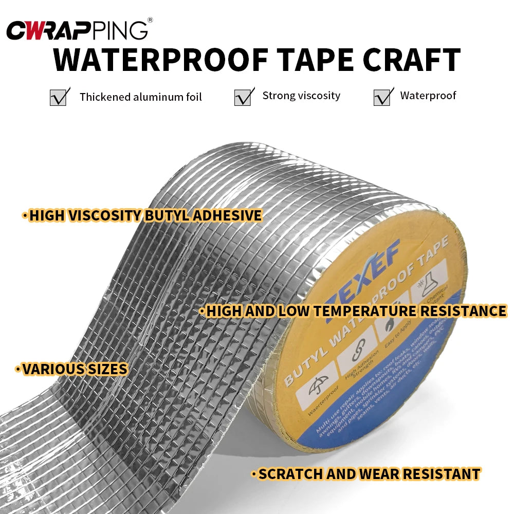 Waterproof Aluminum Butyl Tape - High Temp Roof & Wall Repair Sealant