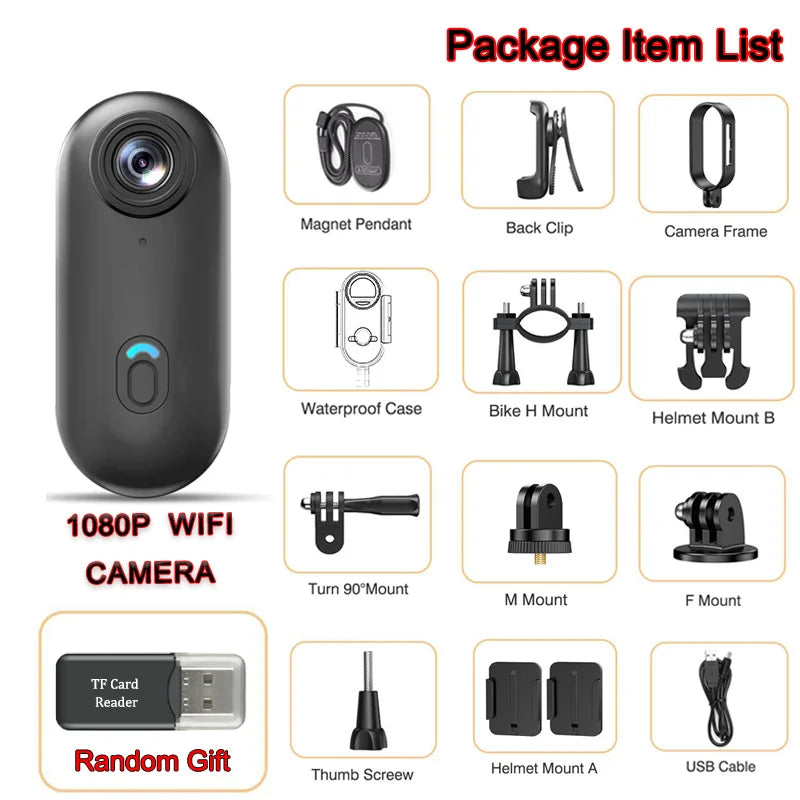 Kamera sportowa 4k mini wifi magnetyczna pov wodoodporna do vlogowania