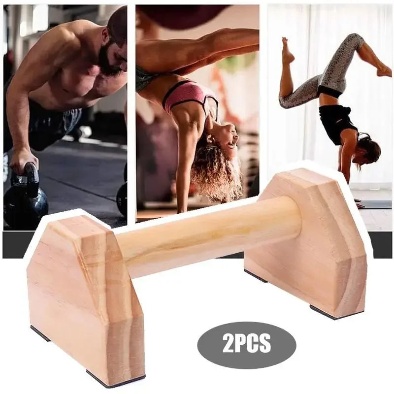Drewniane uchwyty do pompek i paraletki | antypoślizgowy sprzęt fitness do domu